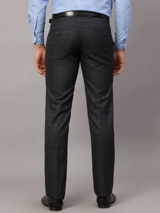 Formal Trouser for Men | Breathable & Soft with Color Fastness Regular Fit Poly Viscose Fabric Checkered Pattern Hook & Eye Closure