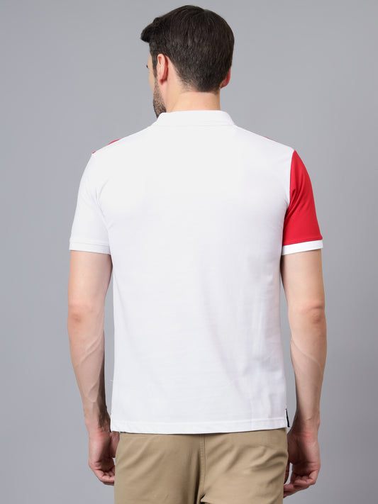 T-Shirt for Men | Breathable & Soft with Color Fastness Regular Fit Polo Neck Poly Cotton Fabric Colour Block Pattern