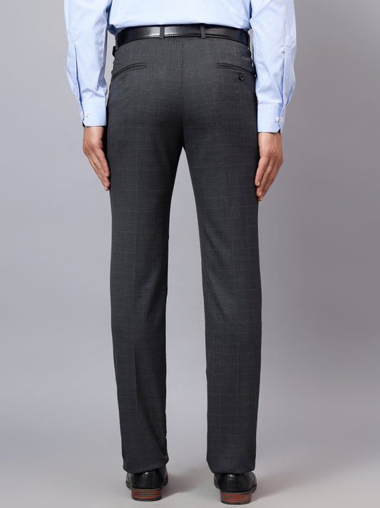 Formal Trouser for Men | Breathable & Soft with Color Fastness Regular Fit Poly Viscose Fabric Checkered Pattern Hook & Eye Closure