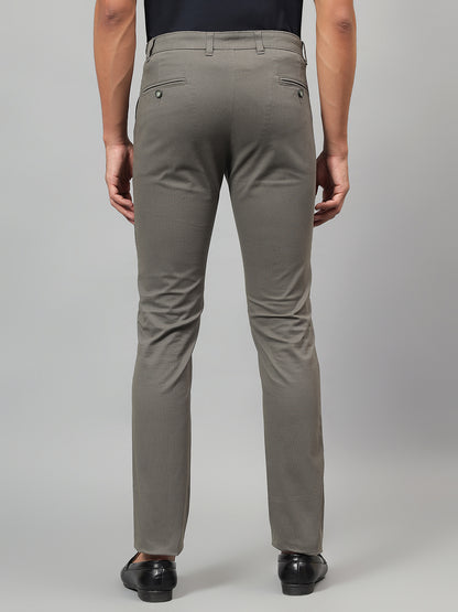 Casual Trouser for Men | Breathable & Soft with Color Fastness Regular Fit Cotton Blend Fabric Self Design Pattern Button Closure