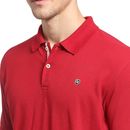 Men's Maroon Regular Fit Solid Half Sleeve Casual T-Shirt