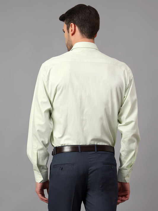 Men's Light Green Formal Self Textured Full Sleeve Shirt