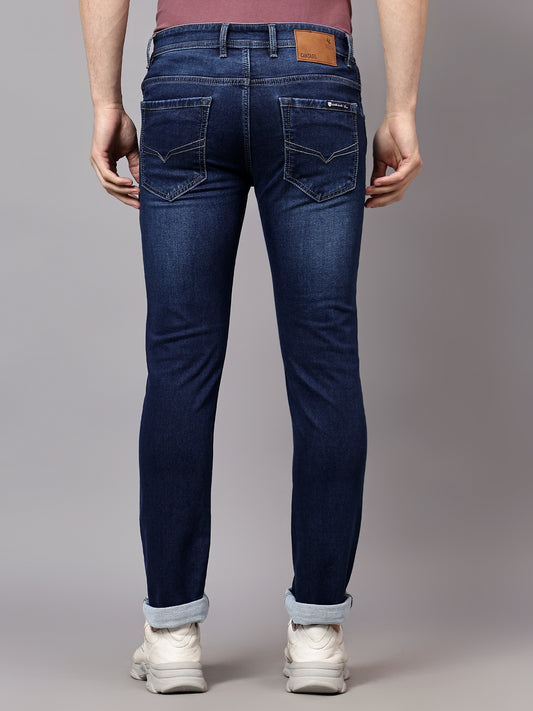 Denim Jeans for Men l Breathable & Soft with Color Fastness Ultra Narrow Fit Cotton Fabric Solid Pattern Button Closure