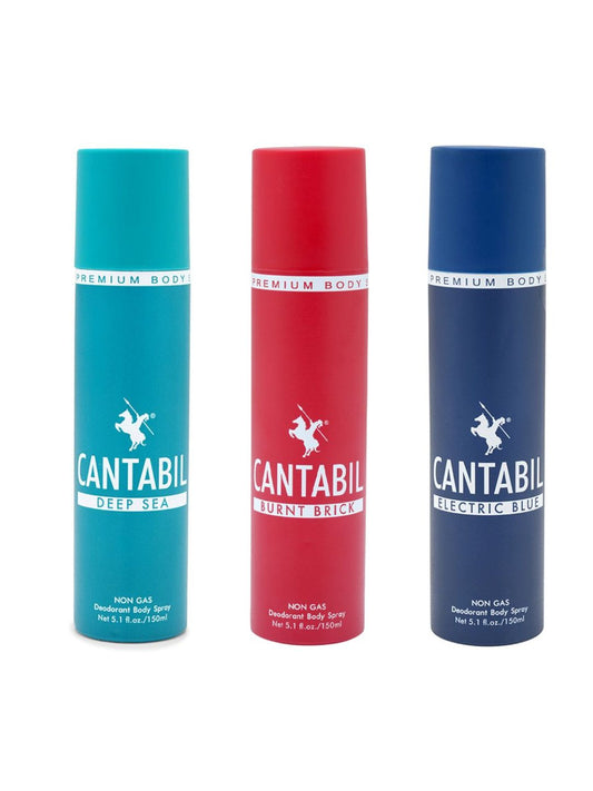 Deep Sea ,Electric Blue ,Burnt Brick Unisex Long Lasting No Gas Deodorant Spray  -  For Men & Women (450 ml, Pack of 3)