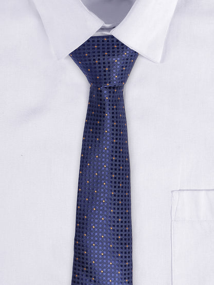 Cantabil Men's Navy Blue Dotted Printed Broad Tie