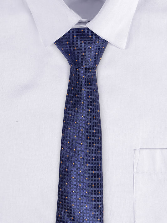 Cantabil Men's Navy Blue Dotted Printed Broad Tie