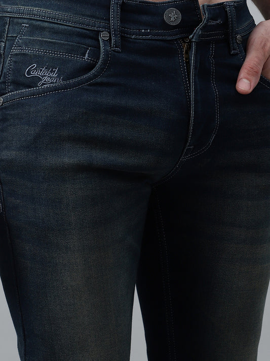 Denim Jeans for Men l Breathable & Soft with Color Fastness Ultra Narrow Fit Cotton Fabric Solid Pattern Button Closure