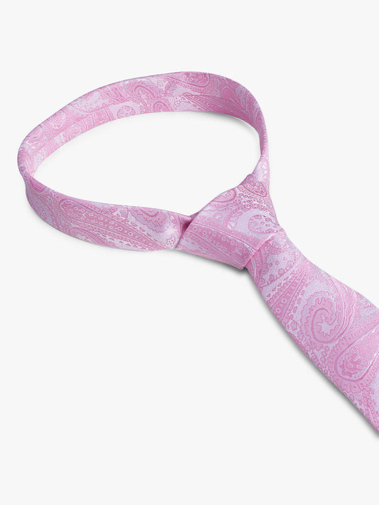 Men's Pink Printed Tie With Pocket Square Set