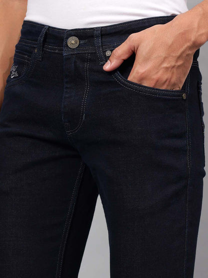 Denim Jeans for Men l Breathable & Soft with Color Fastness Ultra Narrow Fit Cotton Fabric Solid Pattern Button Closure