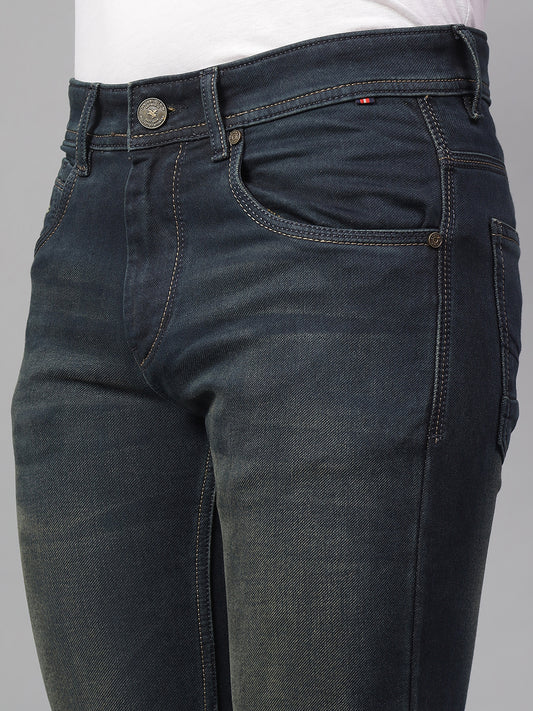 Denim Jeans for Men l Breathable & Soft with Color Fastness Ultra Narrow Fit Cotton Fabric Solid Pattern Button Closure
