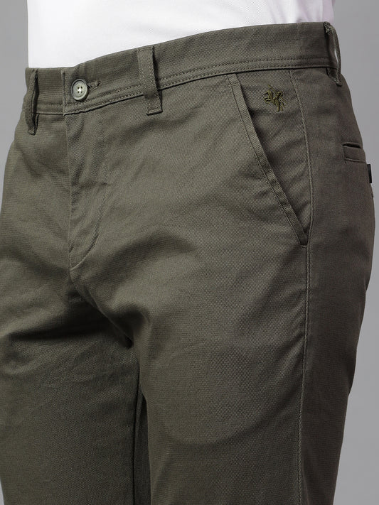 Casual Trouser for Men | Breathable & Soft with Color Fastness Regular Fit Cotton Blend Fabric Self Design Pattern Button Closure