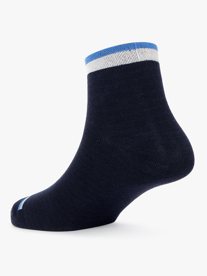 Men's Pack Of 5 Blue Ankle Length Colour Blocked Casual Socks
