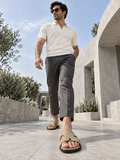 Men's Brown Solid Casual Slipper