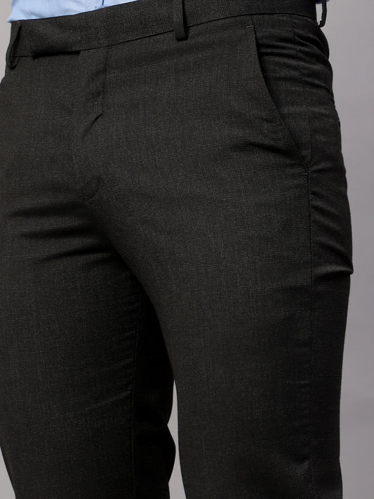 Formal Trouser for Men | Breathable & Soft with Color Fastness Regular Fit Poly Viscose Fabric Checkered Pattern Hook & Eye Closure