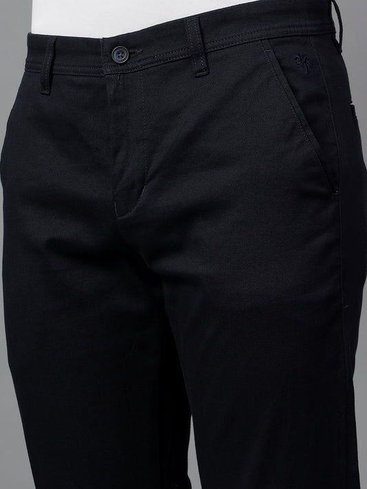 Casual Trouser for Men | Breathable & Soft with Color Fastness Regular Fit Cotton Blend Fabric Self Design Pattern Button Closure