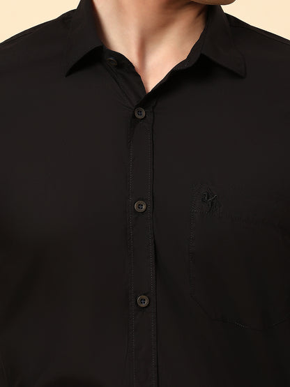 Shirt for Men | Breathable & Soft with Color Fastness Slim Fit Spread Collar Pure Cotton Fabric Solid Pattern