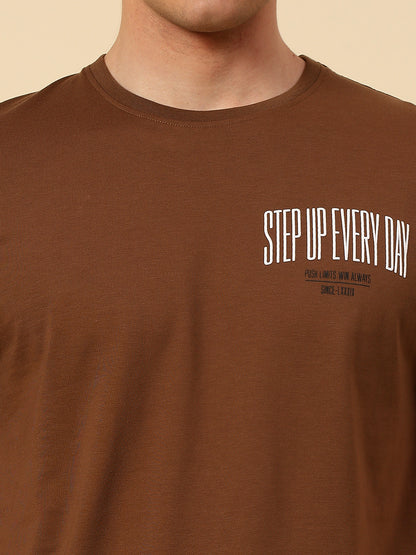 T-Shirt for Men | Breathable & Soft with Color Fastness Regular Fit Round Neck Poly Cotton Fabric Printed Pattern