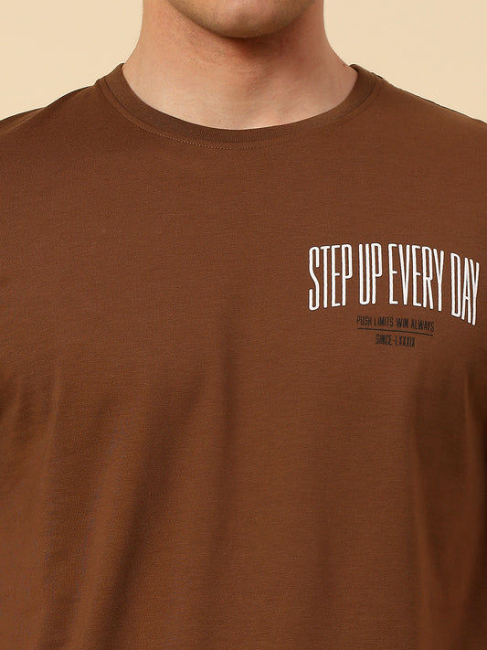 T-Shirt for Men | Breathable & Soft with Color Fastness Regular Fit Round Neck Poly Cotton Fabric Printed Pattern