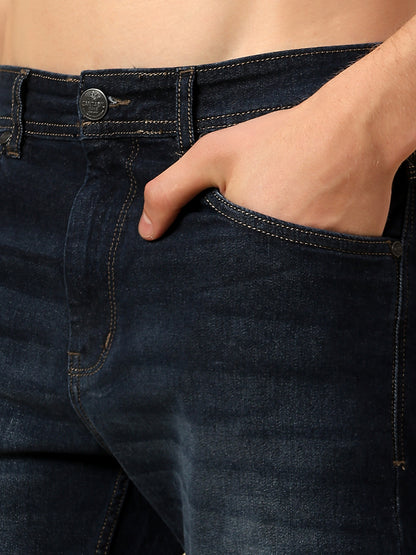 Denim Jeans for Men | Breathable & Soft with Color Fastness Straight Fit Poly Cotton Fabric Solid Pattern Button Closure