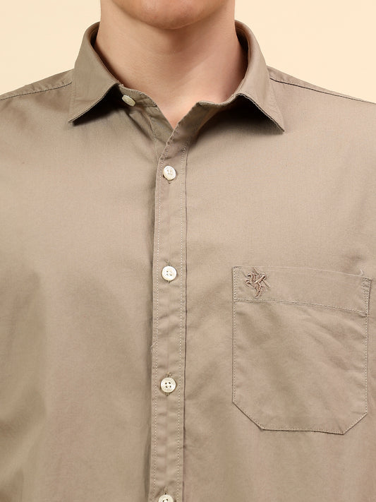 Shirt for Men | Breathable & Soft with Color Fastness Slim Fit Spread Collar Pure Cotton Fabric Solid Pattern