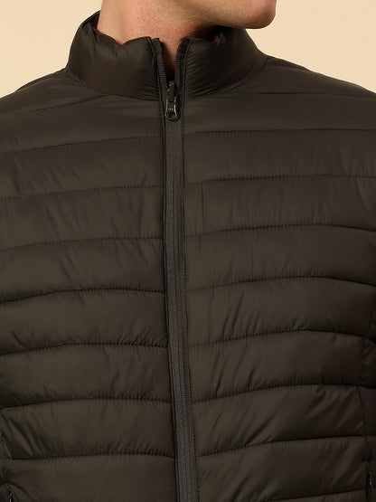 Reversible Jacket for Men | Premium Casual Jacket Regular Fit Mock Neck Nylon Fabric Solid Pattern