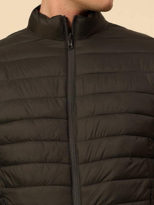 Reversible Jacket for Men | Premium Casual Jacket Regular Fit Mock Neck Nylon Fabric Solid Pattern