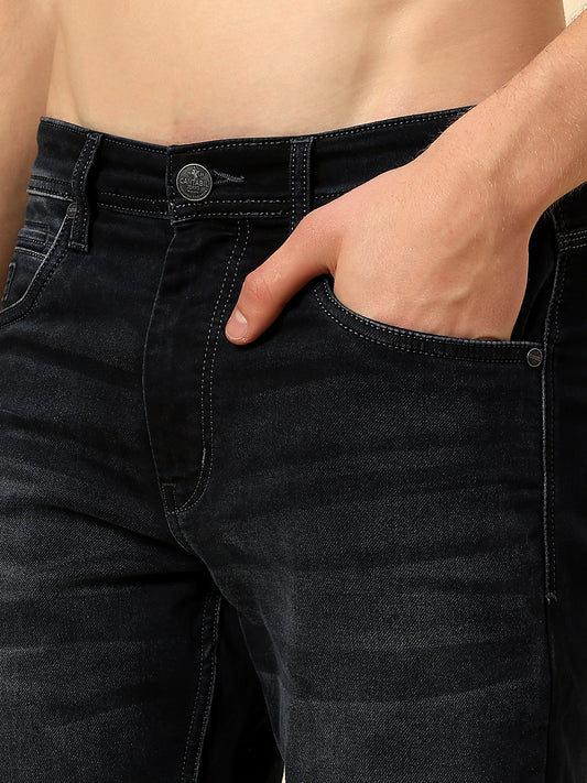 Denim Jeans for Men | Breathable & Soft with Color Fastness Straight Fit Poly Cotton Fabric Solid Pattern Button Closure