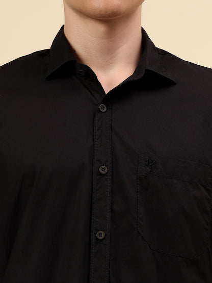 Shirt for Men | Breathable & Soft with Color Fastness Slim Fit Spread Collar Pure Cotton Fabric Solid Pattern
