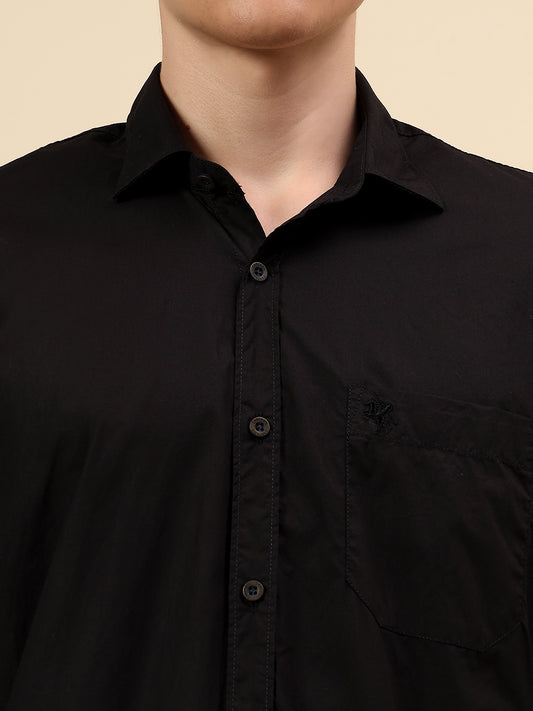 Shirt for Men | Breathable & Soft with Color Fastness Slim Fit Spread Collar Pure Cotton Fabric Solid Pattern