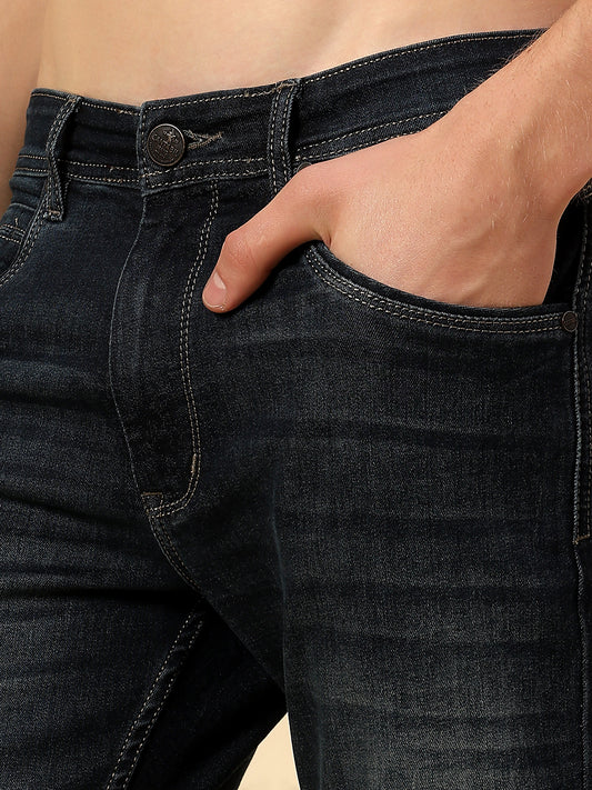 Denim Jeans for Men | Breathable & Soft with Color Fastness Straight Fit Poly Cotton Fabric Solid Pattern Button Closure