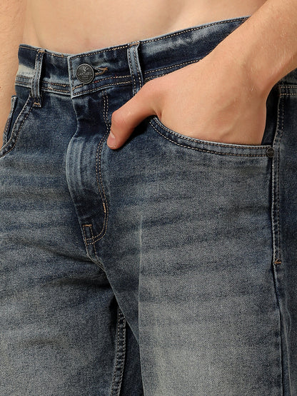 Denim Jeans for Men | Breathable & Soft with Color Fastness Straight Fit Poly Cotton Fabric Solid Pattern Button Closure