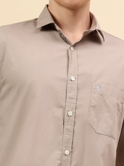 Shirt for Men | Breathable & Soft with Color Fastness Slim Fit Spread Collar Pure Cotton Fabric Solid Pattern