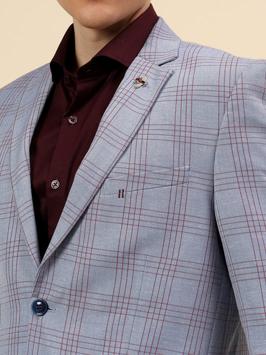 Blazer for Men | Premium Casual Blazer Slim Fit Notched Collar Poly Viscose Fabric Check Pattern