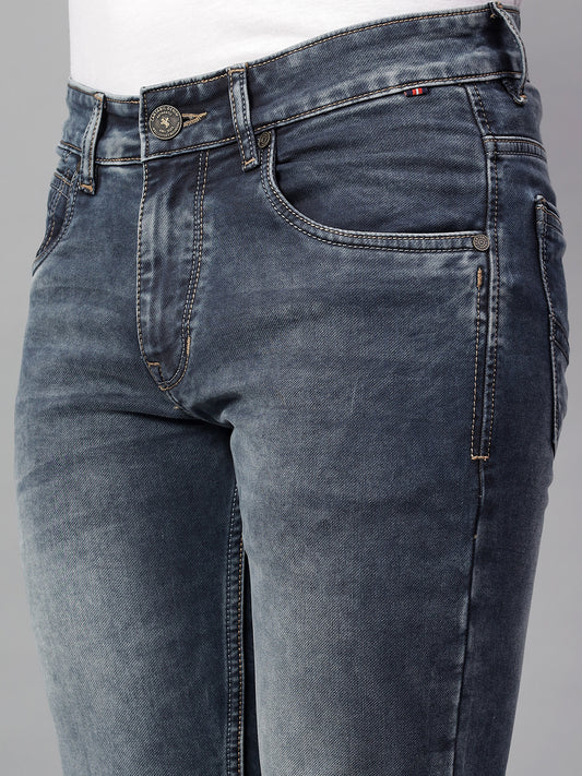 Denim Jeans for Men l Breathable & Soft with Color Fastness Ultra Narrow Fit Cotton Fabric Solid Pattern Button Closure