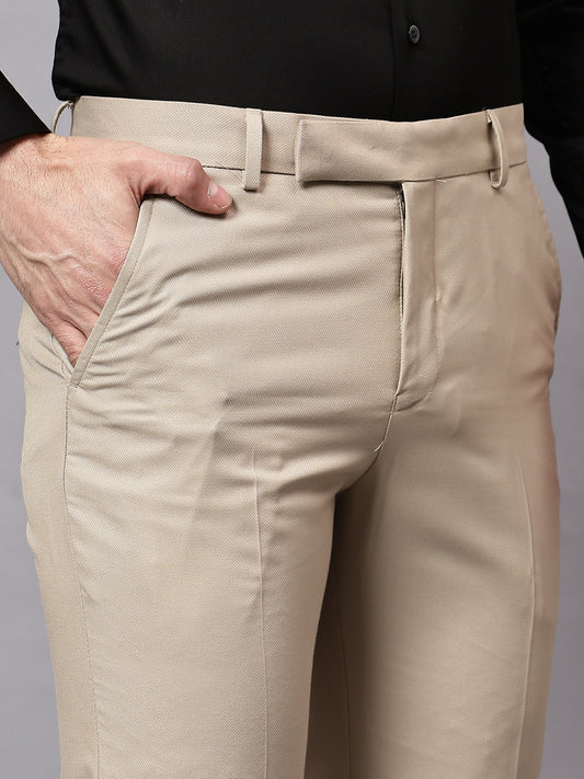Formal Trouser for Men | Breathable & Soft with Color Fastness Regular Fit Poly Viscose Fabric Self Design Pattern Hook & Eye Closure