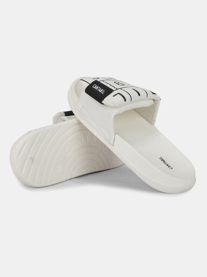 Men's White Colourblock Sliders