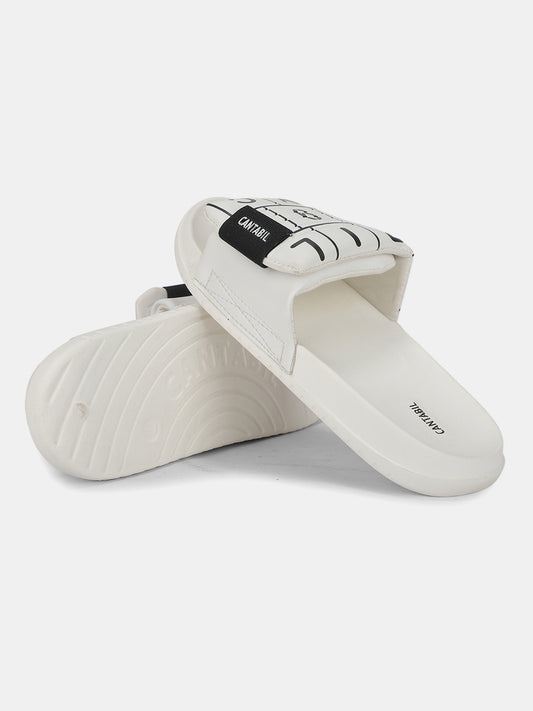 Men's White Colourblock Sliders