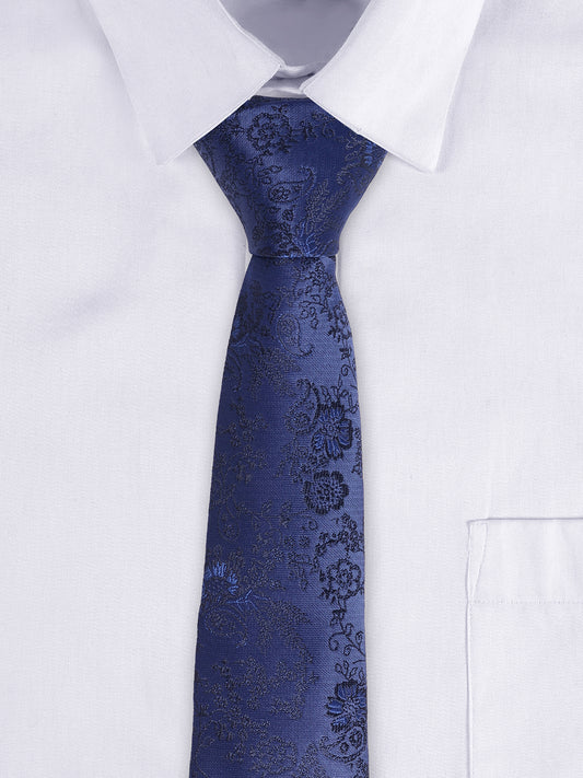 Cantabil Men's Navy Blue Floral Printed Broad Tie