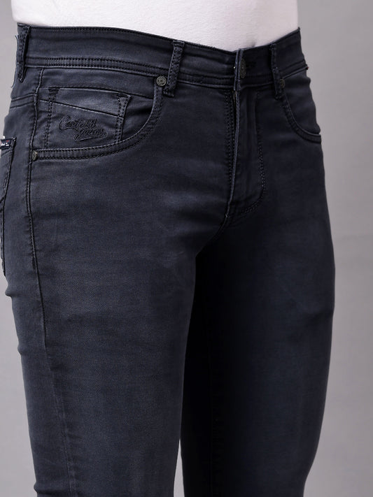 Denim Jeans for Men l Breathable & Soft with Color Fastness Ultra Narrow Fit Cotton Fabric Solid Pattern Button Closure
