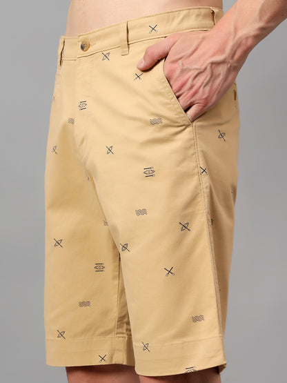 Men's Khaki Printed Above Knee Bermuda