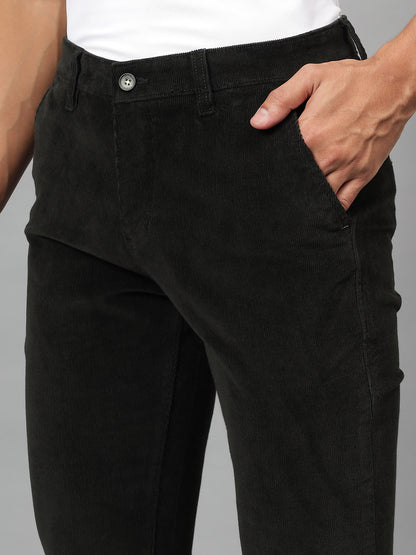 Casual Trouser for Men | Breathable & Soft with Color Fastness Regular Fit Cotton Blend Fabric Self Design Pattern Button Closure