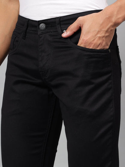 Denim Jeans for Men l Breathable & Soft with Color Fastness Ultra Narrow Fit Cotton Fabric Solid Pattern Button Closure