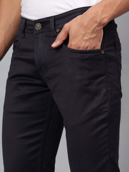 Denim Jeans for Men l Breathable & Soft with Color Fastness Ultra Narrow Fit Cotton Fabric Solid Pattern Button Closure