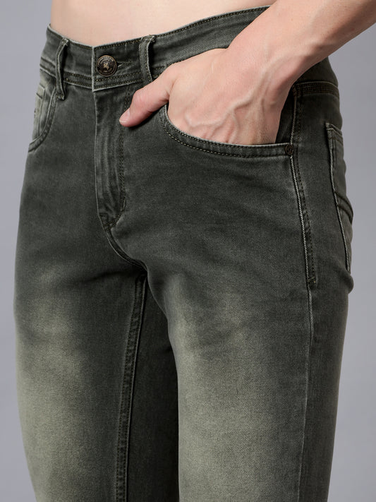 Denim Jeans for Men l Breathable & Soft with Color Fastness Ultra Narrow Fit Cotton Fabric Solid Pattern Button Closure