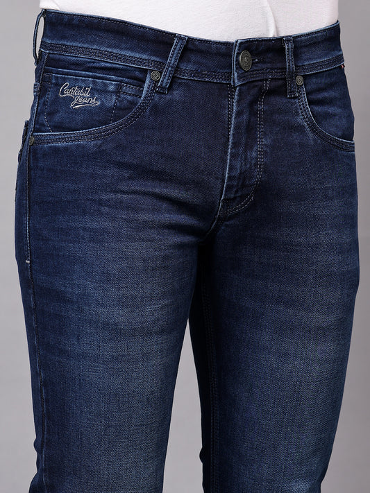 Denim Jeans for Men l Breathable & Soft with Color Fastness Ultra Narrow Fit Cotton Fabric Solid Pattern Button Closure