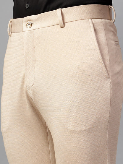 Formal Trouser for Men | Breathable & Soft with Color Fastness Regular Fit Terry Rayon Fabric Self Design Pattern Hook & Eye Closure