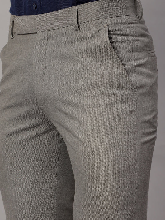 Formal Trouser for Men | Breathable & Soft with Color Fastness Regular Fit Poly Viscose Fabric Self Design Pattern Hook & Eye Closure