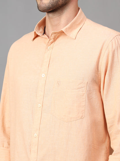 Men's Orange Casual Plain Full Sleeve Shirt