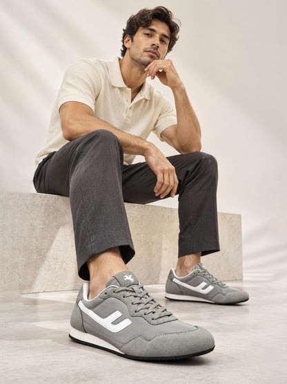 Men’s Grey Striped Casual Sneakers