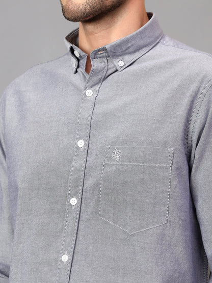 Men's Navy Blue Casual Plain Full Sleeve Shirt